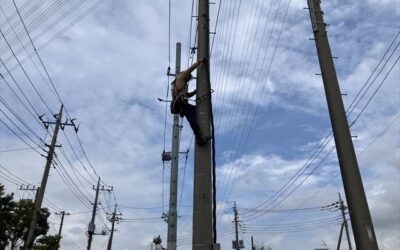 電気工事組合における柱状作業講習会の様子